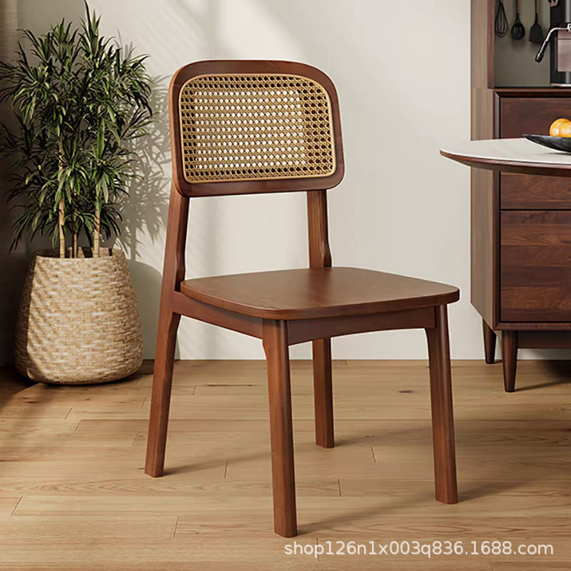 Chain Store Coffee Shop Rattan Chair Nordic Simple Modern Backrest Chair Solid Wood Dining Room Living Room Balcony Affordable and Durable Chair