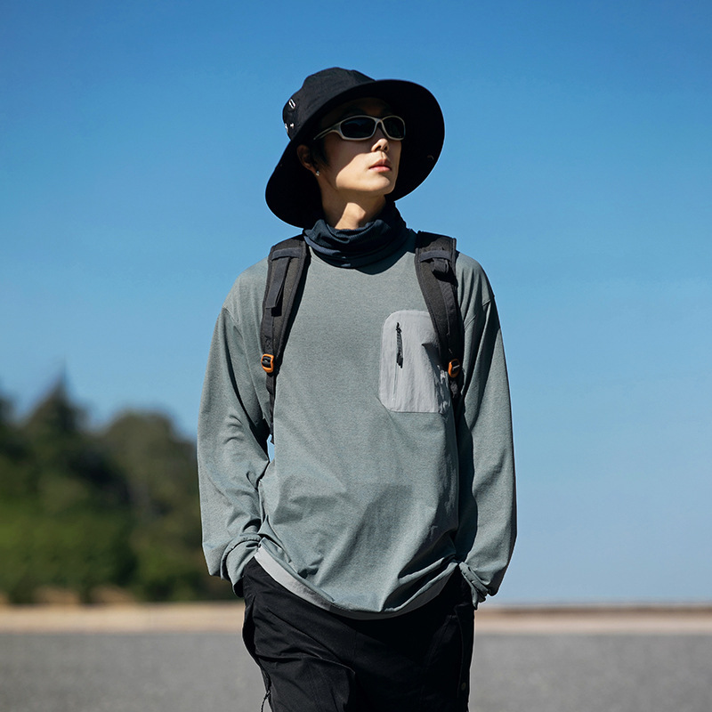 2025 Quick-drying Long-sleeved T-shirt Men's Outdoor Sports Sunscreen Breathable Moisture-wicking Spring and Autumn Base Shirt Loose Top