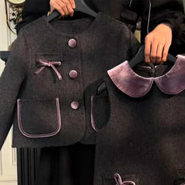女童小香风套装秋冬款2025新款洋气儿童时髦呢子冬装外套两件套裙
