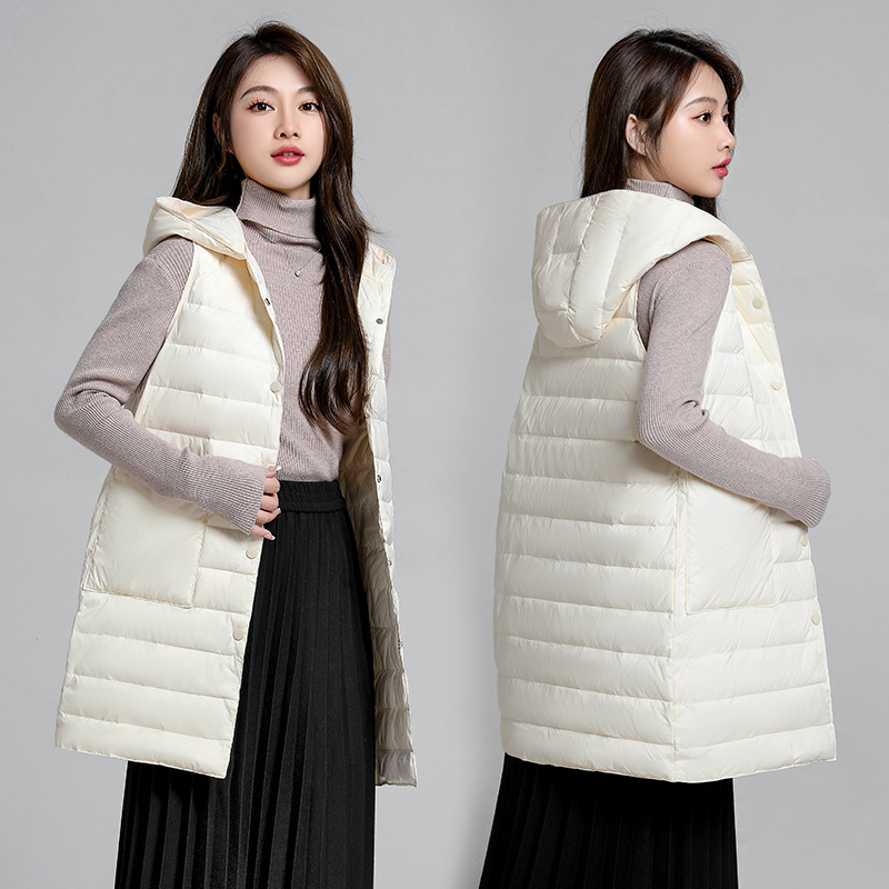 2025 New Versatile Coat Companion Lightweight Hooded down Vest Fashionable Korean Style down Jacket That Can Be Worn Inside and Outside