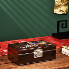 大红酸枝螺钿首饰盒红木手饰品收纳盒复古珠宝盒结婚陪嫁珠宝盒子
