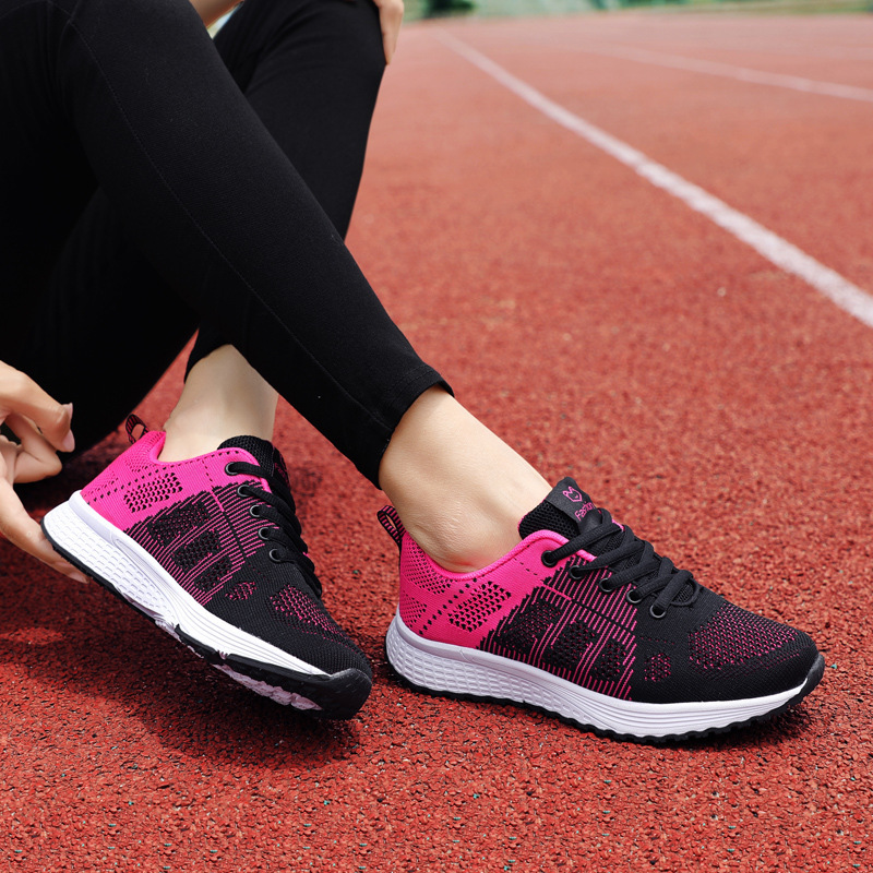 2021 Spring and Autumn Factory New Women's Flyknit Mesh Shoes Women's Sports Casual Flat Shoes Student Running Shoes Women