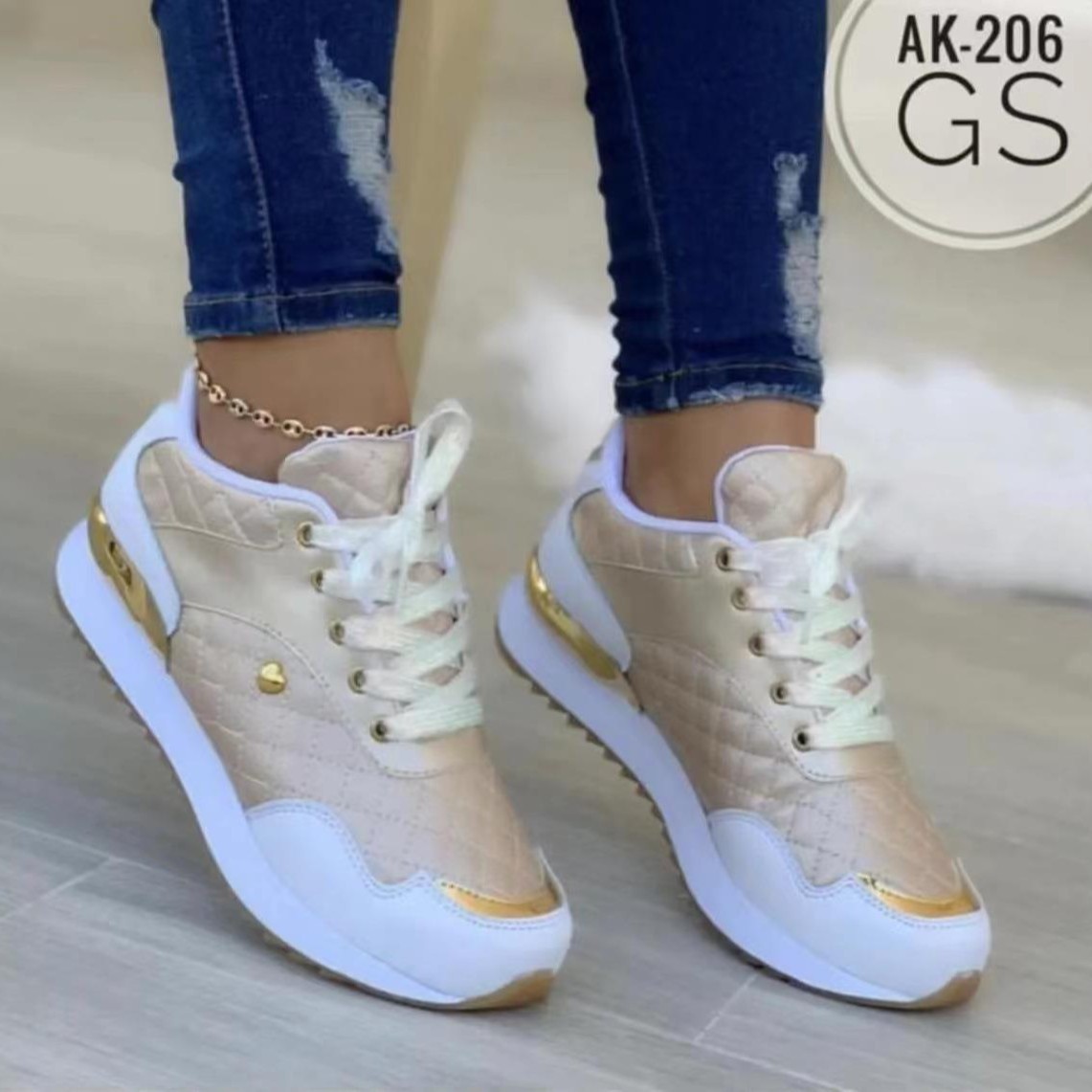 Zapatillas deportivas con cordones de talla grande para mujer, comercio transfronterizo de AliExpress, verano 2022, informales, versátiles, en existencia, muy vendidas image 4