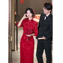 喜婆婆婚礼紫色旗袍复古优雅新娘妈妈婚宴装高贵高档气质礼服秋款