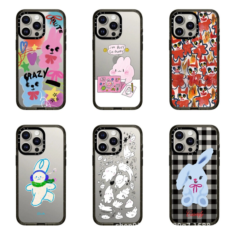Light Luxury Cute Graffiti Bow Watercolor Rabbit Suitable for iPhone Apple 17Promax Phone Case 1615 Personalized