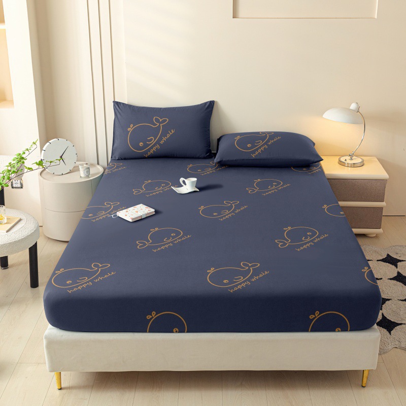 Una sola pieza de algodón lavado con agua todo incluido anti-deslizante cubierta de cama Memsi colchón cubierta de polvo sábanas para una sola persona 5