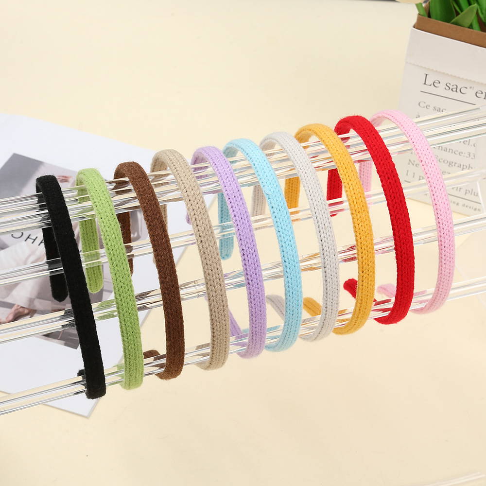 新款毛線針織發箍主體diy百搭簡約細款發箍純色甜美兒童束髮頭箍