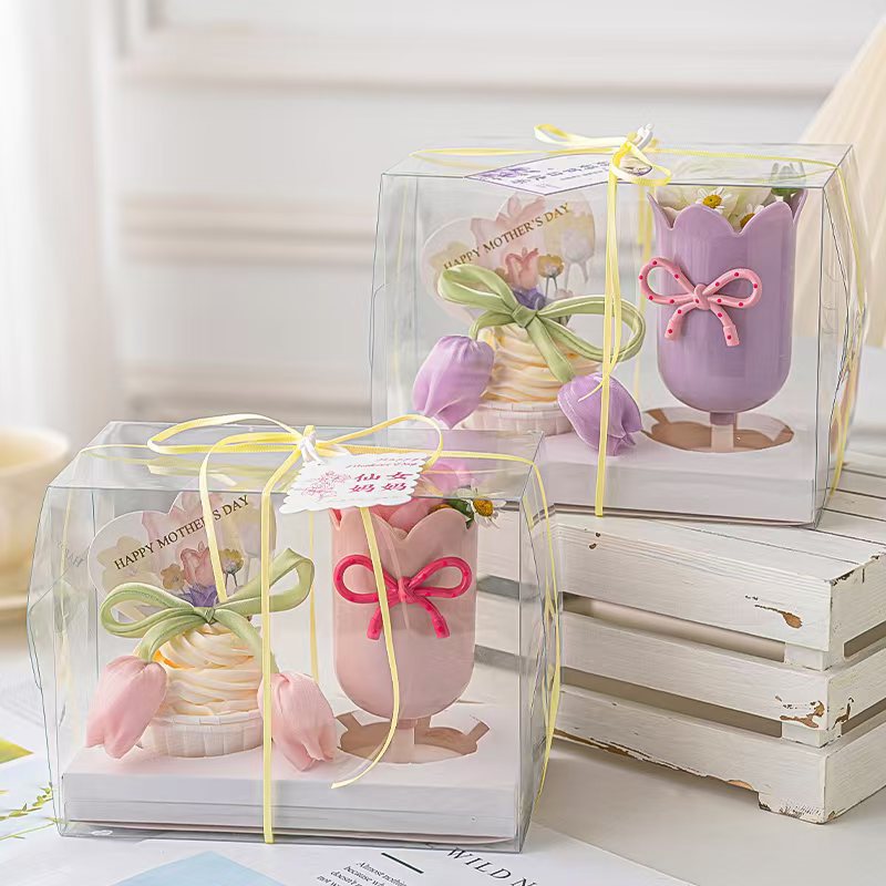 Celebridad de Internet 2025 Día de la madre Taza de tulipanes Decoración de pasteles Madre de hadas Tarjeta de vacaciones Taza de papel Vestido para hornear