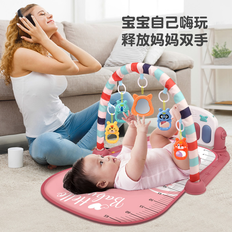 Estante de fitness para bebés recién nacidos alfombra multifuncional música pedal piano juguete calmante bebé juego de piano