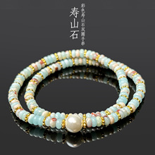 天然寿山石算盘珠高货时尚百搭双圈手串精致diy原创设计串珠批发