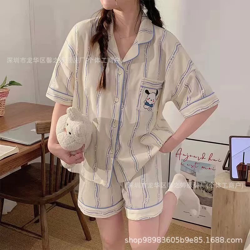 Пижамный комплект Brand Fresh: шорты и тонкий кардиган, короткий рукав, японско‑корейский стиль