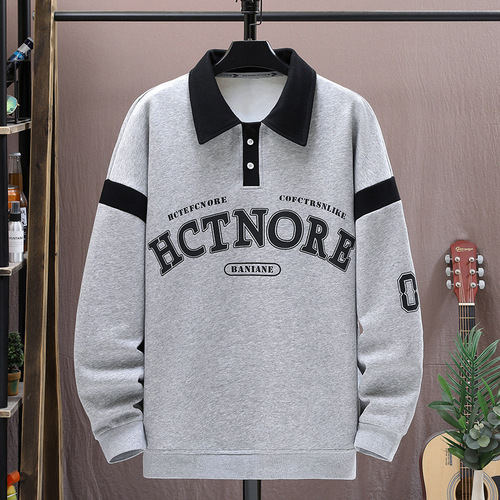 Spring and Autumn Long Sleeve Sweatshirt for Boys, Middle and High School Students, Trendy and Stylish POLO Shirts for Teenagers and Older Boys, Men's Topwear
