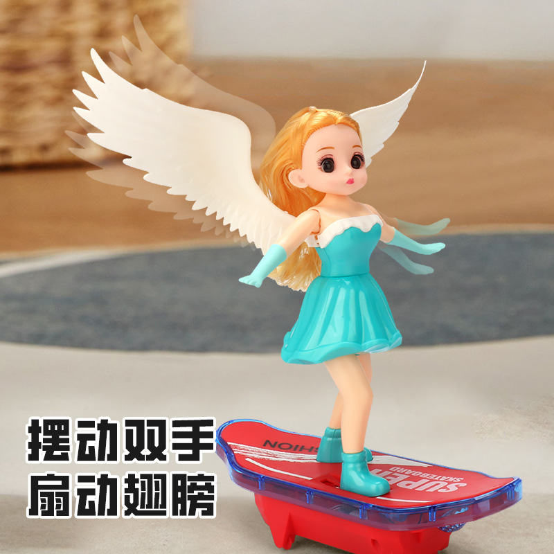 Nuevos productos eléctricos pequeños patinetes princesa universal caminando música iluminación muñeca patineta coche de juguetes para niños