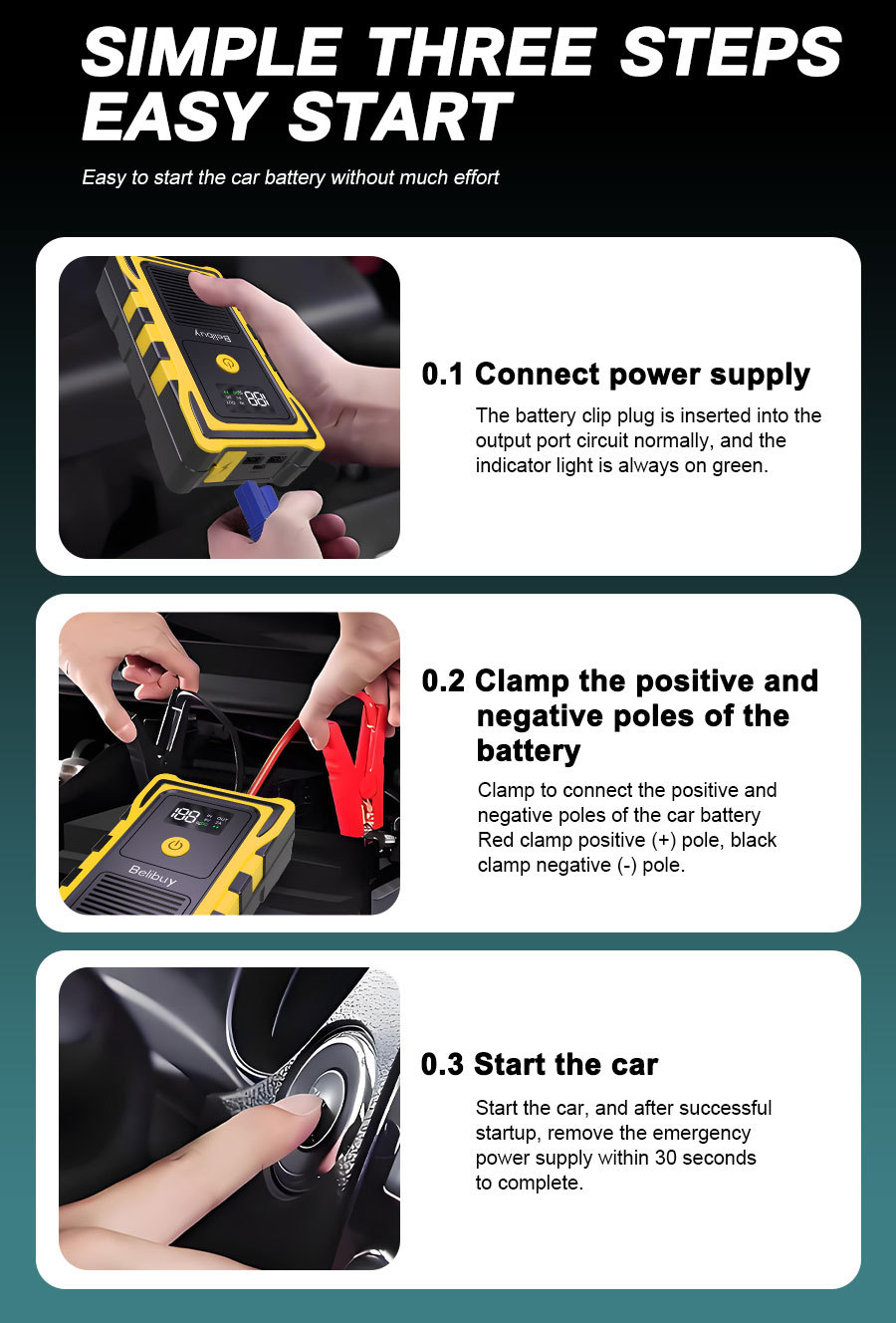 Cross-border portable multifunctional car emergency power supply for battery rescue and outdoor vehicle battery assistance