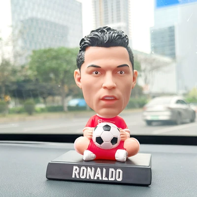 Car ornaments: Stars James, Messi, and - -shaking-his-head-red-c-luo