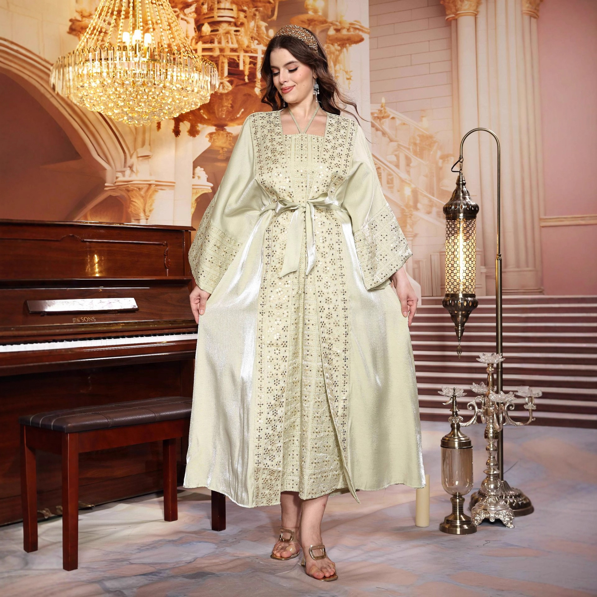 Exquisite Women's Ethnic Style Abaya Middle Eastern Muslim Dress_voghion.com