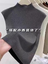 半高领无袖针织衫女春季叠穿西装内搭修身打底衫短款坎肩背心上衣