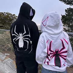 2023ユーロハロウィーン個性的な男女のパーカーY2Kカップル大きいサイズスパイダーマンzip hoodie