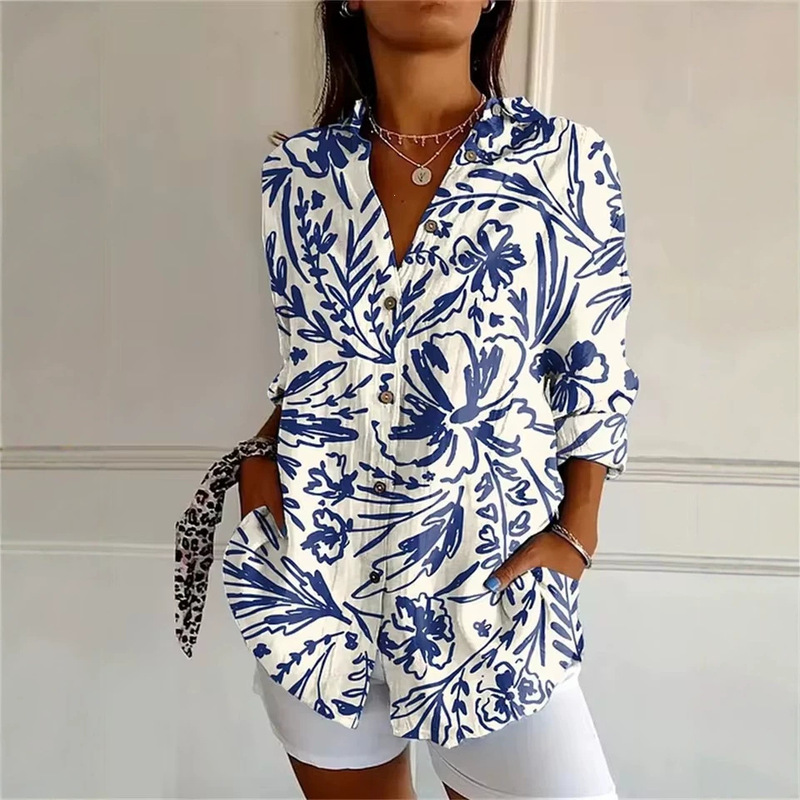 Cross-Border Amazon Independent Site 3D Printed Animal Print Women's Shirt Casual Comfortable Long-Sleeved Shirt Hawaiian Shirt Cross-Border Amazon Independent Site 3D Printed Animal Print Women's Shirt Casual Comfortable Long-Sleeved Shirt Hawaiian Shirt
