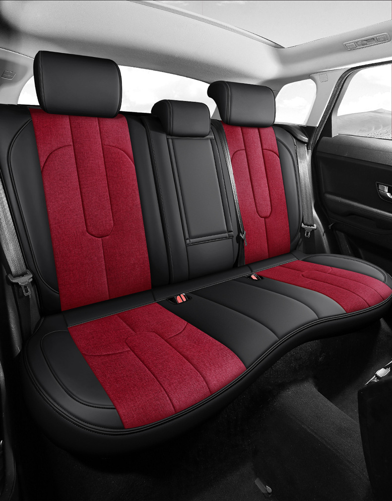 Car Seat Cover for Peugeot 308S 508L 2008 4008 5008, All-Season Leather and Linen Full Surround Seat Cover