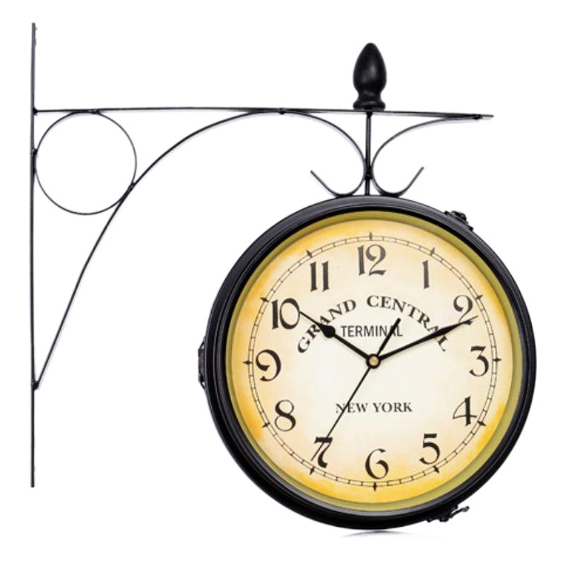 Reloj de pared colgante de hierro Reloj de pared de estilo europeo hogar creativo fábrica al por mayor retro decorativo salón Reloj de pared de doble cara reloj