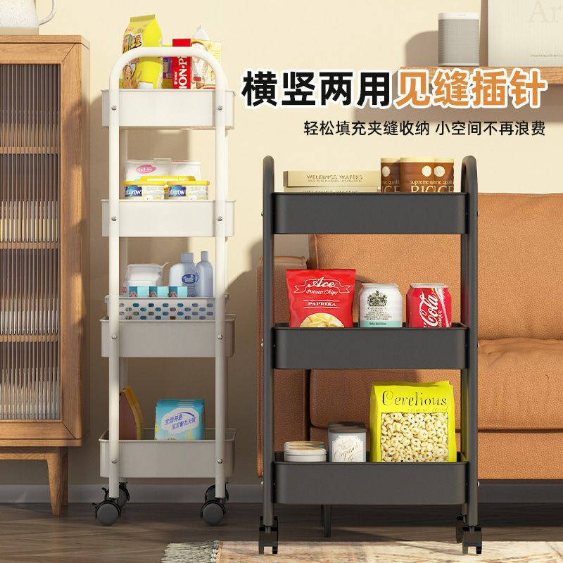 Estante de almacenamiento de piso de carro de partición estante de librería simple estante de almacenamiento de bocadillos de dormitorio estante de almacenamiento móvil multicapa doméstico