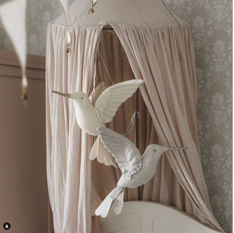 Original linen fabric hummingbird pendant children's room bedroom decoration pendant doll photography props