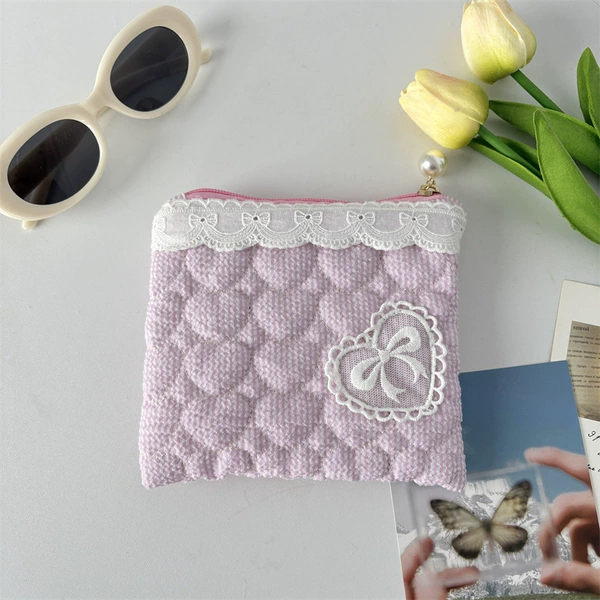 Crepe striped heart light pink