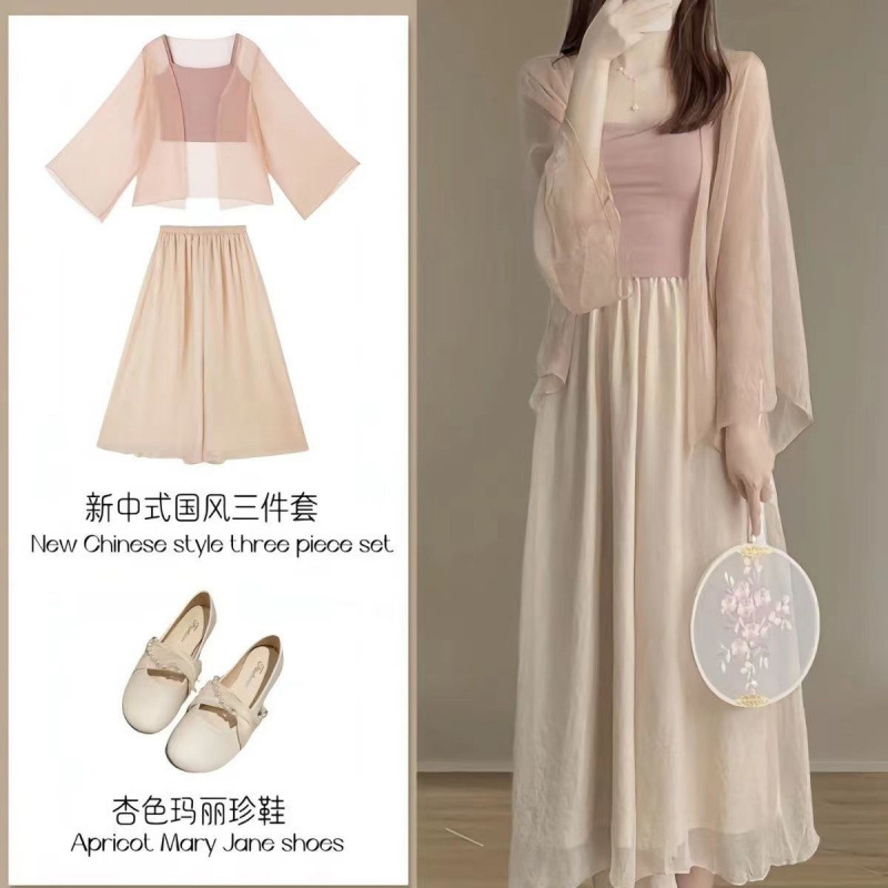小个子高级夏装温柔夏季三件套中式国风女装糯风可盐汉服防晒套装