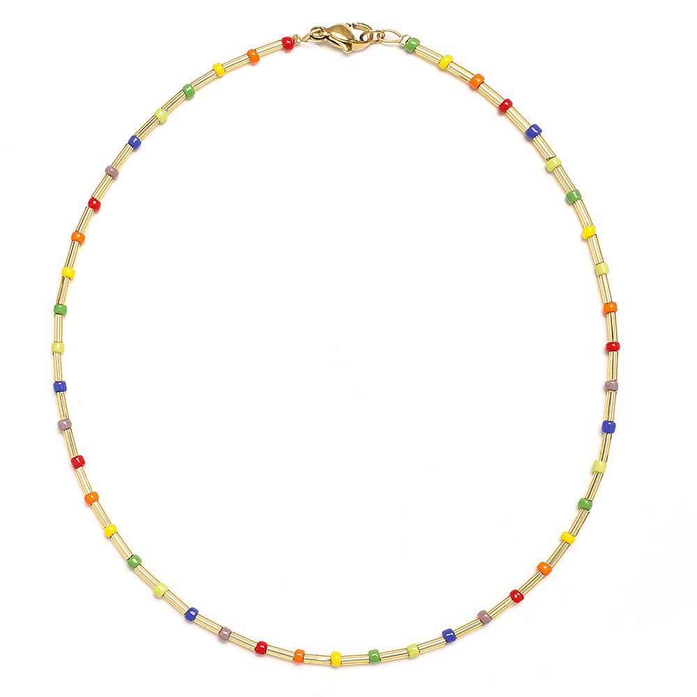 Daily Occasion natural stone Material Vintage Style Color Block Natural Stone Necklace In Bulk