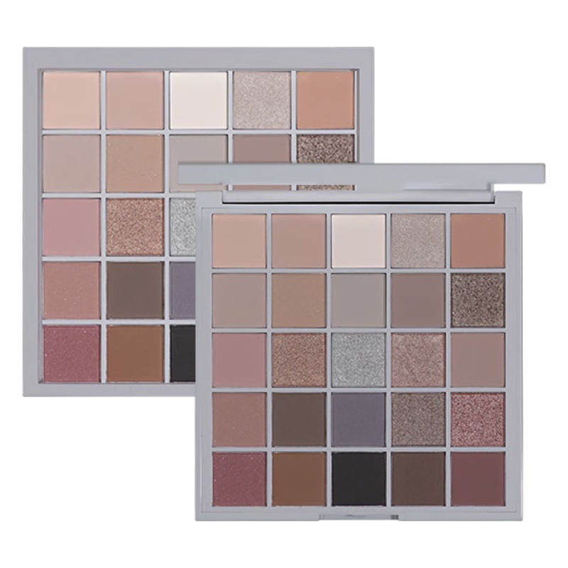 Paleta de Sombras de Ojos Capel Cement Gray, Maquillaje Ahumado Europeo y Americano, Paleta de 25 Colores No Abultada, Tonos Tierra Mate Perlados, Tendencia Nacional