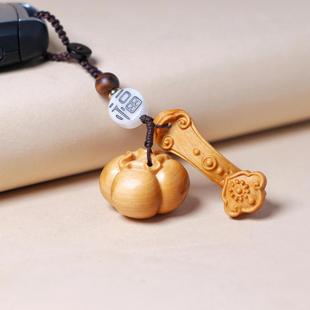Popular Thuja Wood Carving Creative Cute Persimmon Keychain Mobile Phone Pendant Unisex Cultural Crafts