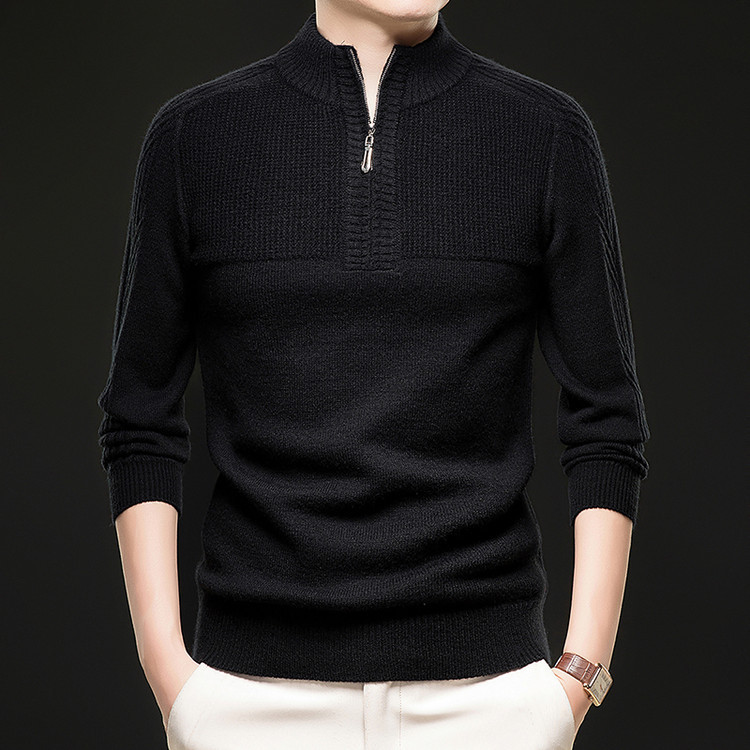 Tejedido hombre overhead invierno / otoño legging simple engrosado delgado de cuello de punto Jacquard blusa casual suéter