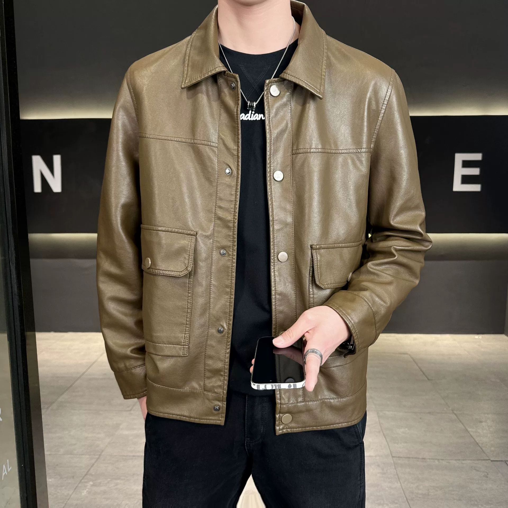 Кожаная мужская осенняя новая корейская версия дикого тренда