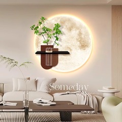 クリームスタイルのレストラン装飾画 DIY 水耕栽培緑植物ムーンライト吊り絵画ハイエンドのリビングルームの背景壁画
