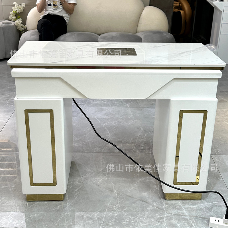 Mesa de manicuras para una persona, mesa de manicuras blancas con cajones, mesa de manicuras de madera maciza, mesa de manicuras simple