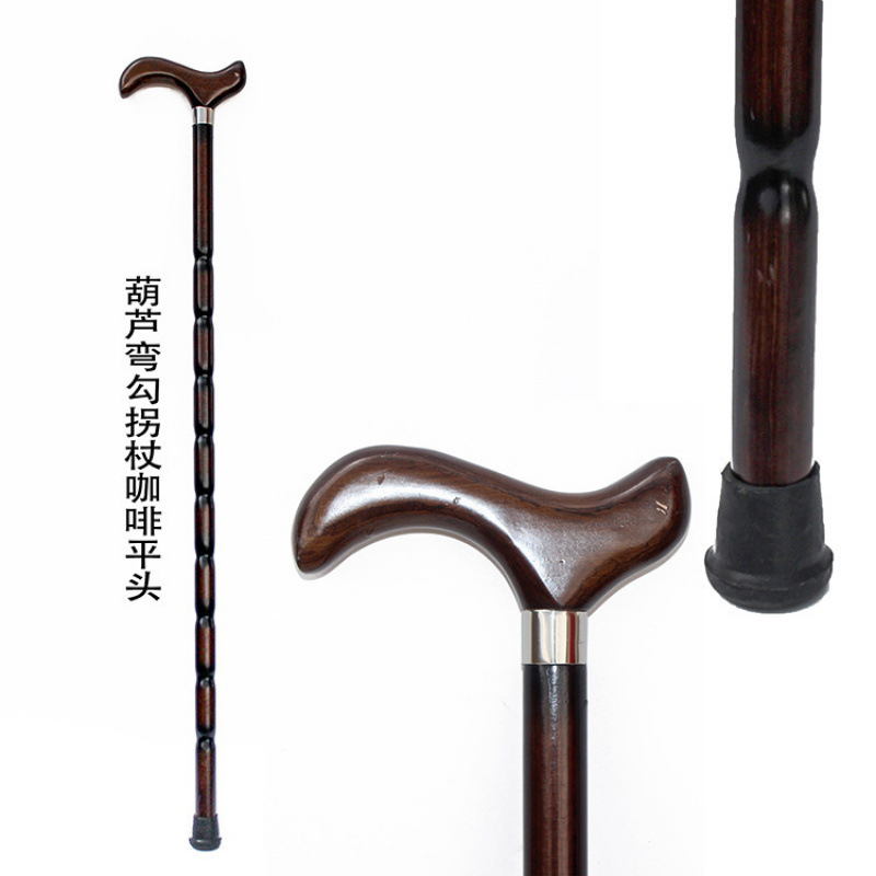 新款实木老人拐棍防滑手柄龙头拐杖 双色户外登山杖拐杖系列批发|undefined