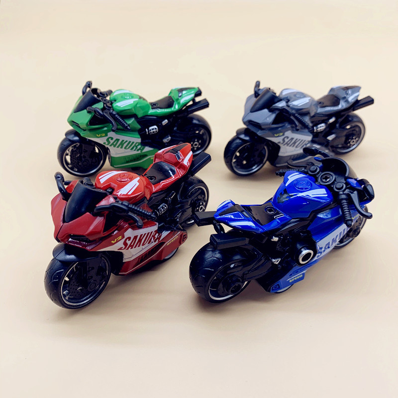 Cross-border mini alloy motorcycle pull back motorcycle simulation model small toy car children's toy ornaments wholesale