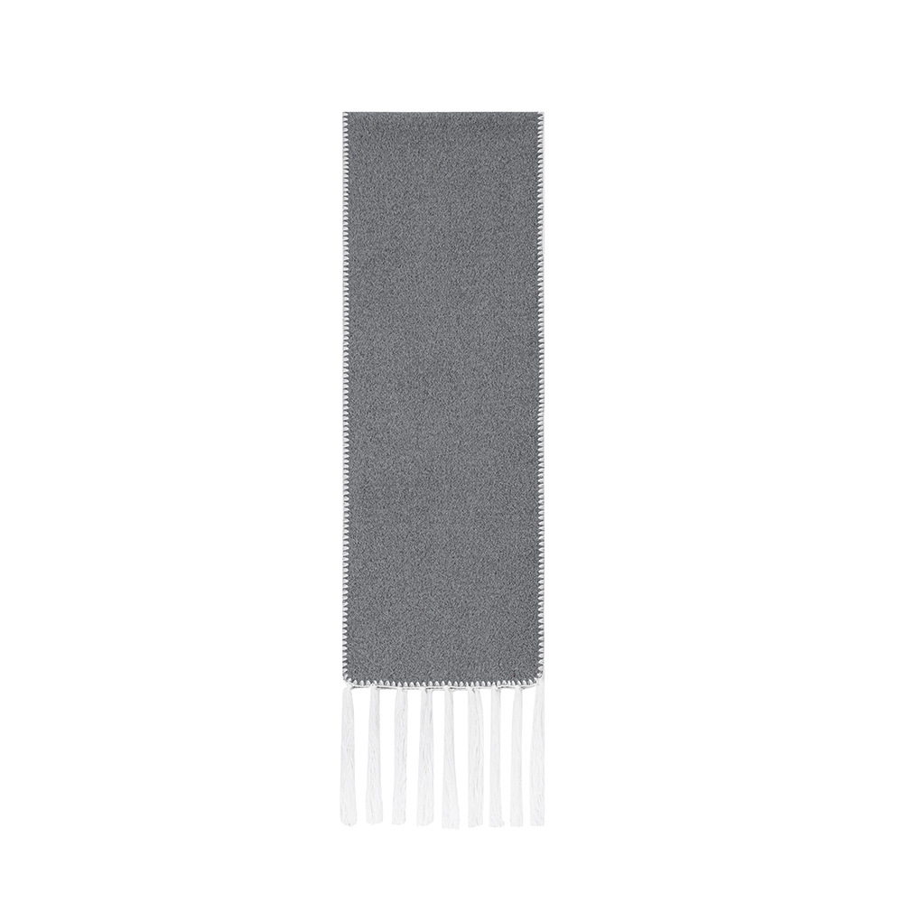 Écharpe à pompon double face de couleur unie de milieu à haut de gamme pour l'automne et l'hiver 2024_voghion.com