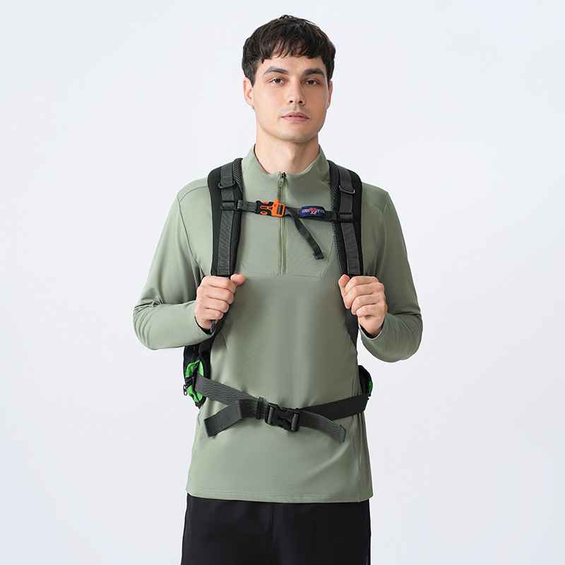 Lulu Same Style Spring Half-Zip Outdoor Warm Sports Casual Long-Sleeved Men's Quick-Drying Work Clothing Long-Sleeved T-Shirt