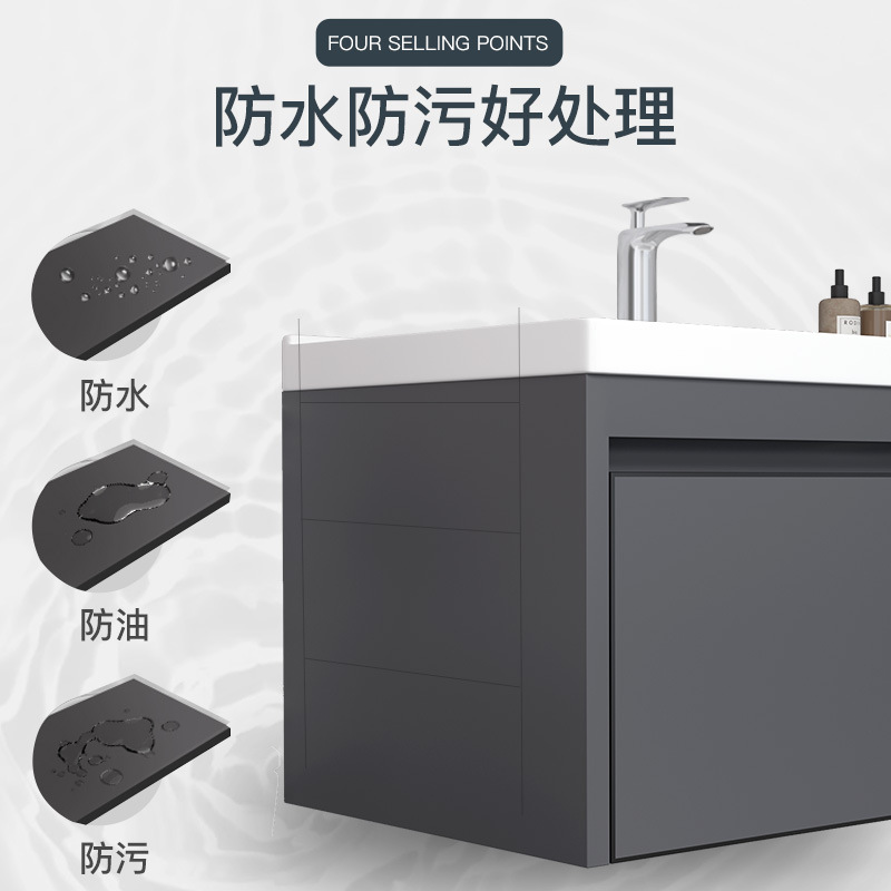 Engrosado espacio de aluminio baño gabinete combinación inodoro de cerámica cuenca integrada mesa de lavado lavabo gabinete