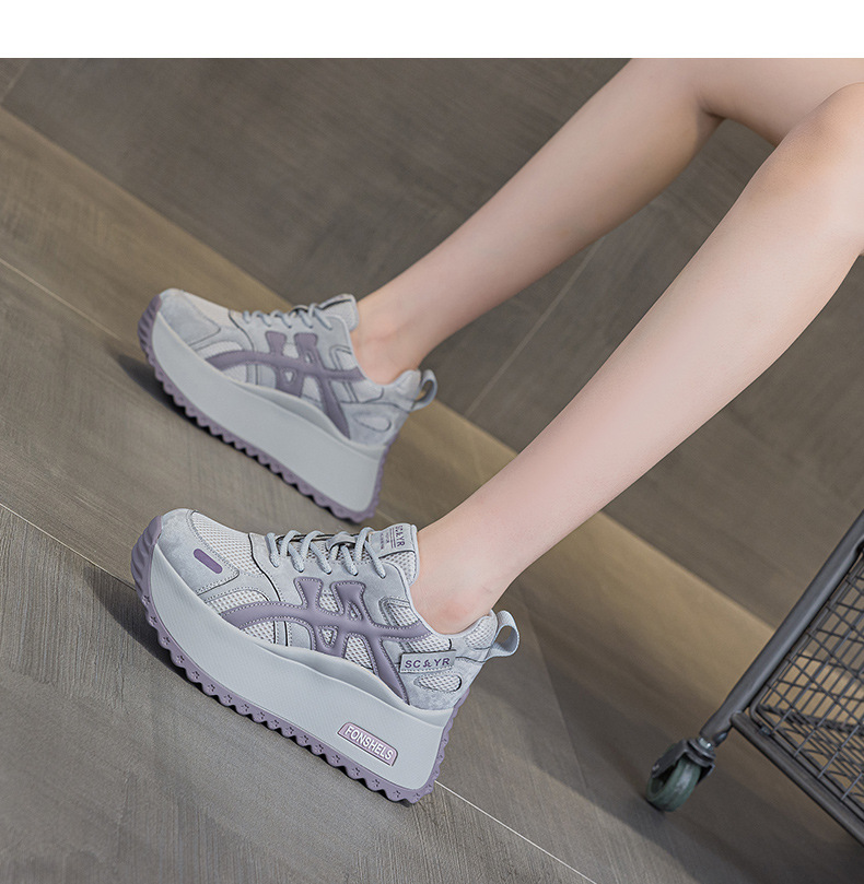 Giày sneaker nữ đế dày phong cách retro dành cho người dáng nhỏ, giày dad hot trend thu 2026, tăng chiều cao — M2933-1 màu xám đính kim cương, M2933 màu đen, M2933 màu nâu, M2933-1 màu đen đính kim cương chi tiết 33