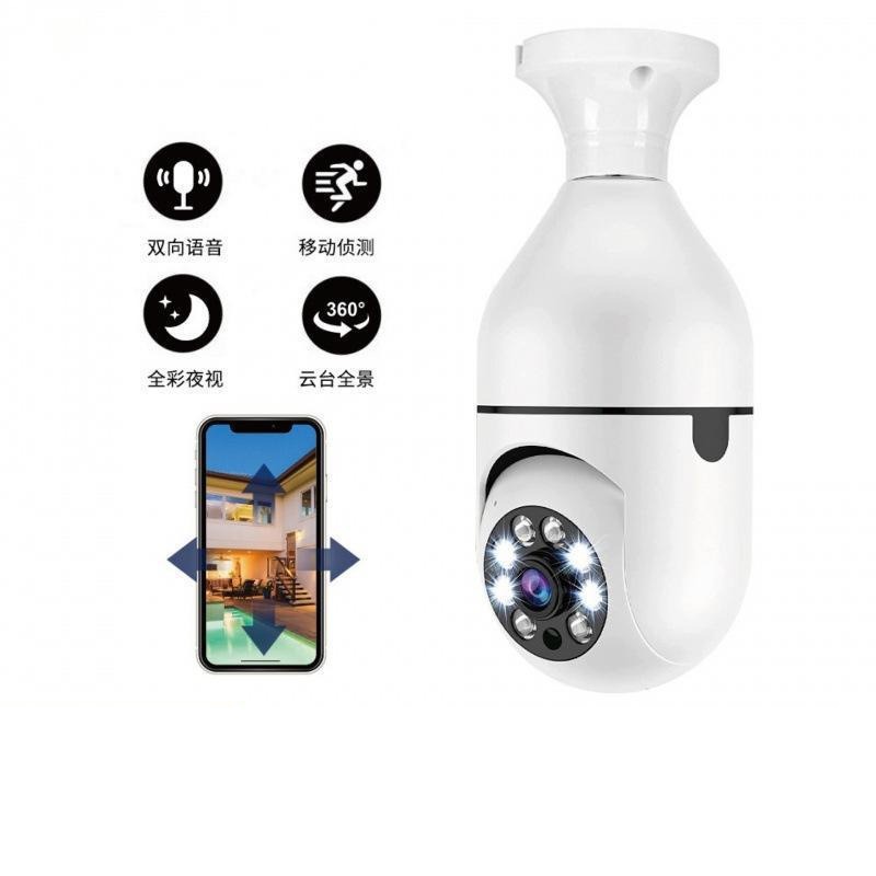 摄像头无线wifi灯泡高清1080P夜视360度全景E27家用监控批发