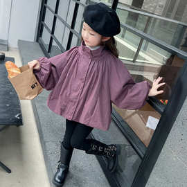 女童外套2025新款春秋夏紫色纯色款式中小童女宝宝休闲潮流时髦款