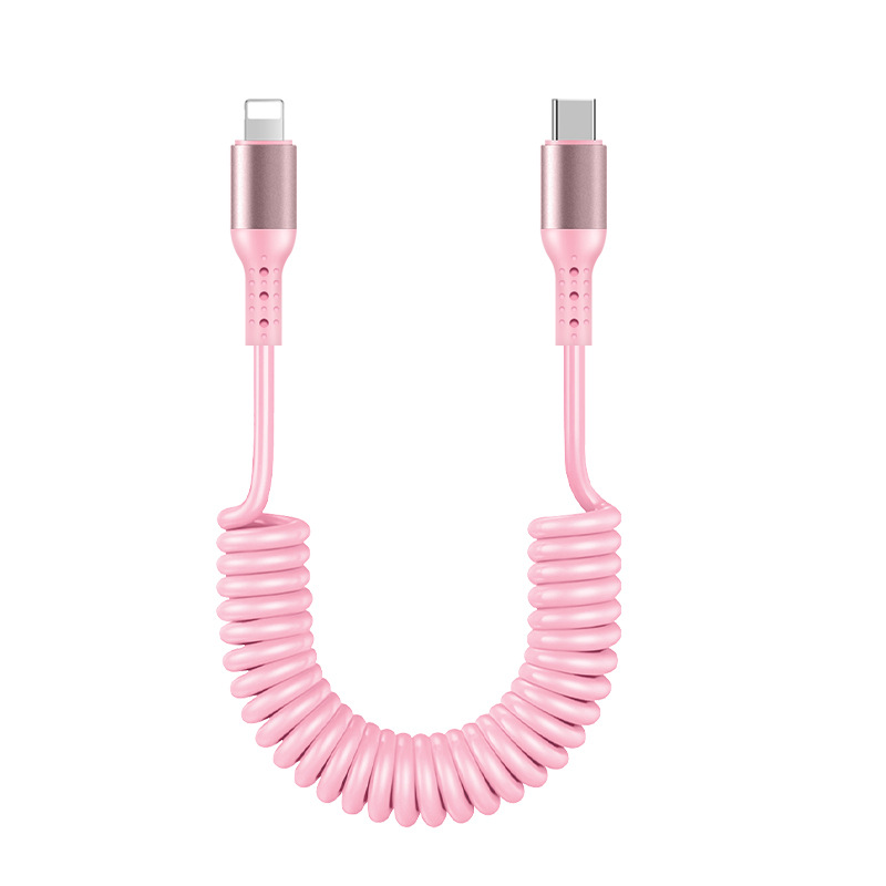 Cable DE DATOS retráctil de primavera 6A carga súper rápida para Huawei Apple 14 cable de carga del encogimiento del coche carplay