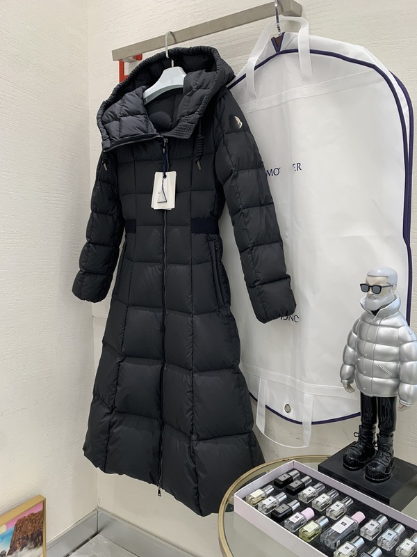高版本蒙家冬在逃公主加长款束腰连帽羽绒服女白鸭绒修身显瘦外套|undefined