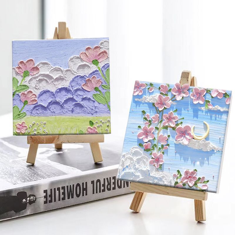 diy mini texture painting handmade material package small picture frame with easel quartz sand acrylic digital oil painting the little prince