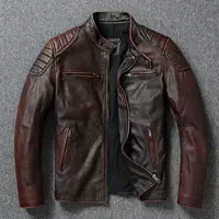 2026 early autumn new arrivals | men's blue genuine leather jacket - motorcycle stand collar style | 1688 buyer's encyclopedia