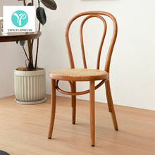 北欧实木藤编餐椅家具索奈特中日式椅靠背椅家用酒店民宿复古椅子