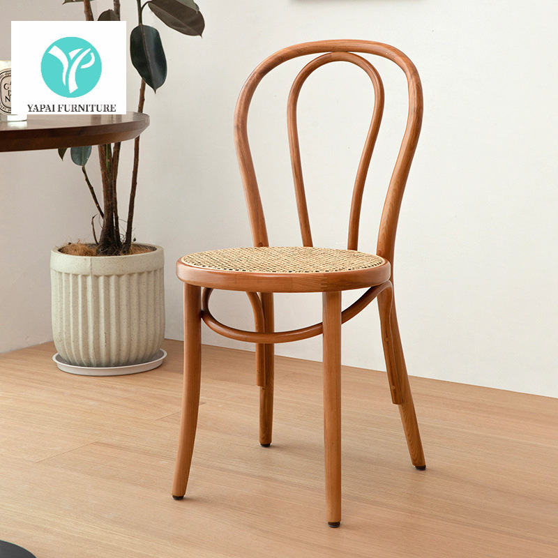 北欧实木藤编餐椅家具索奈特中日式椅靠背椅家用酒店民宿复古椅子